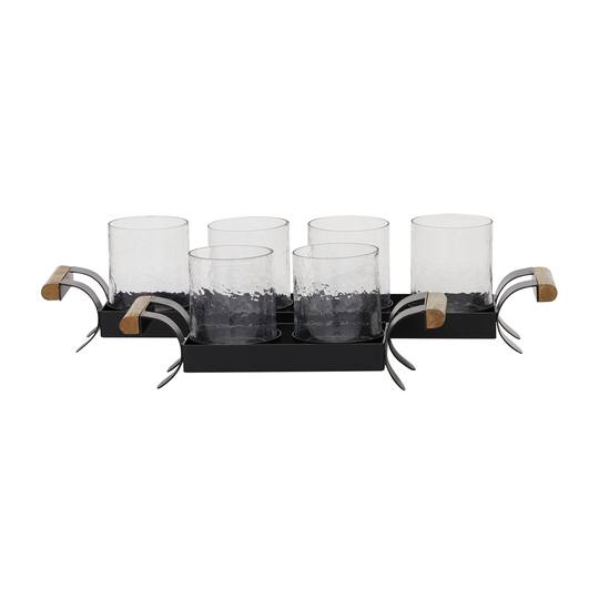 Set of 2 Black Metal Candle Holder, 12.75", 21.25"